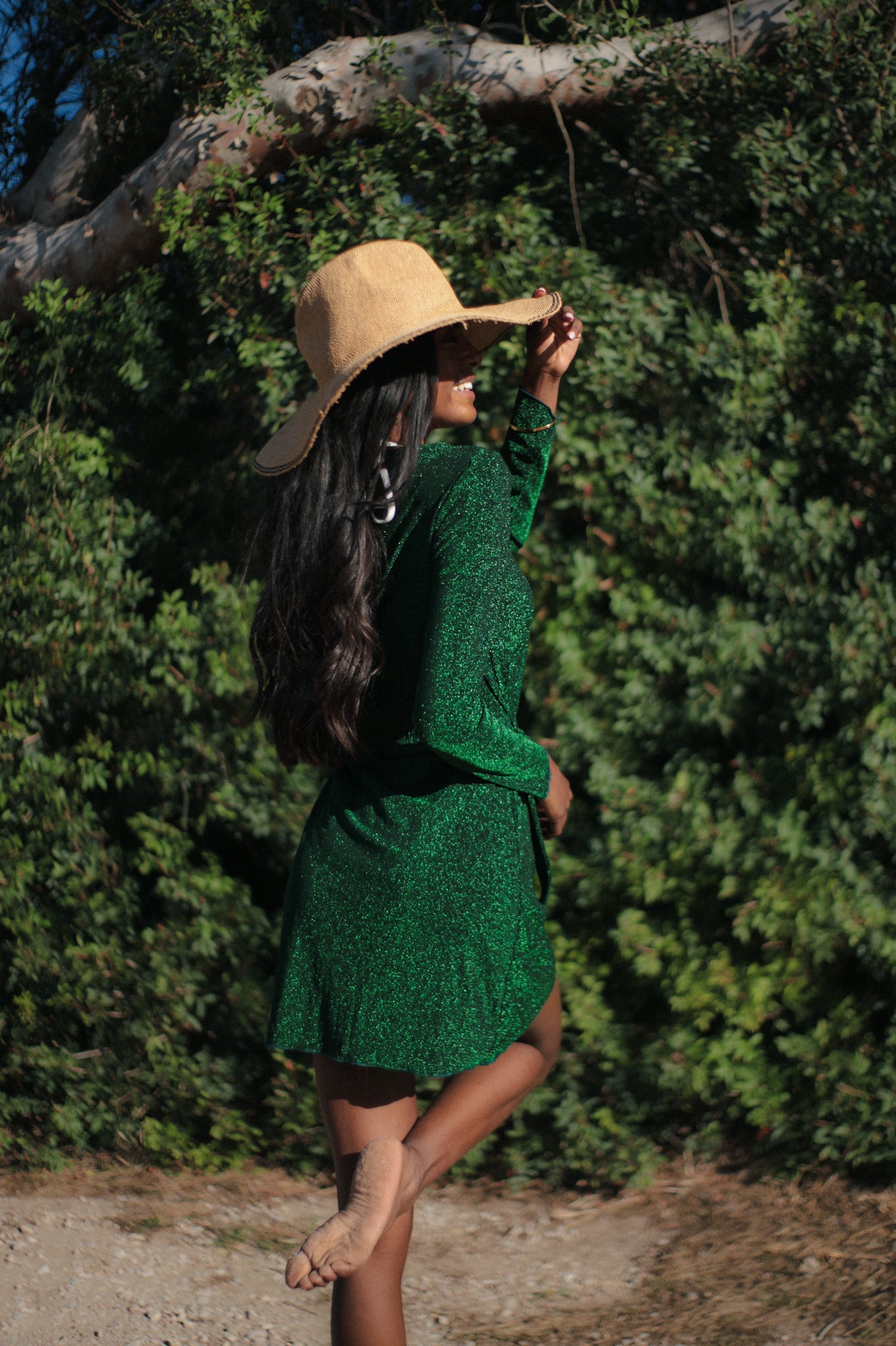 SELENE DRESS / shiny amazon green