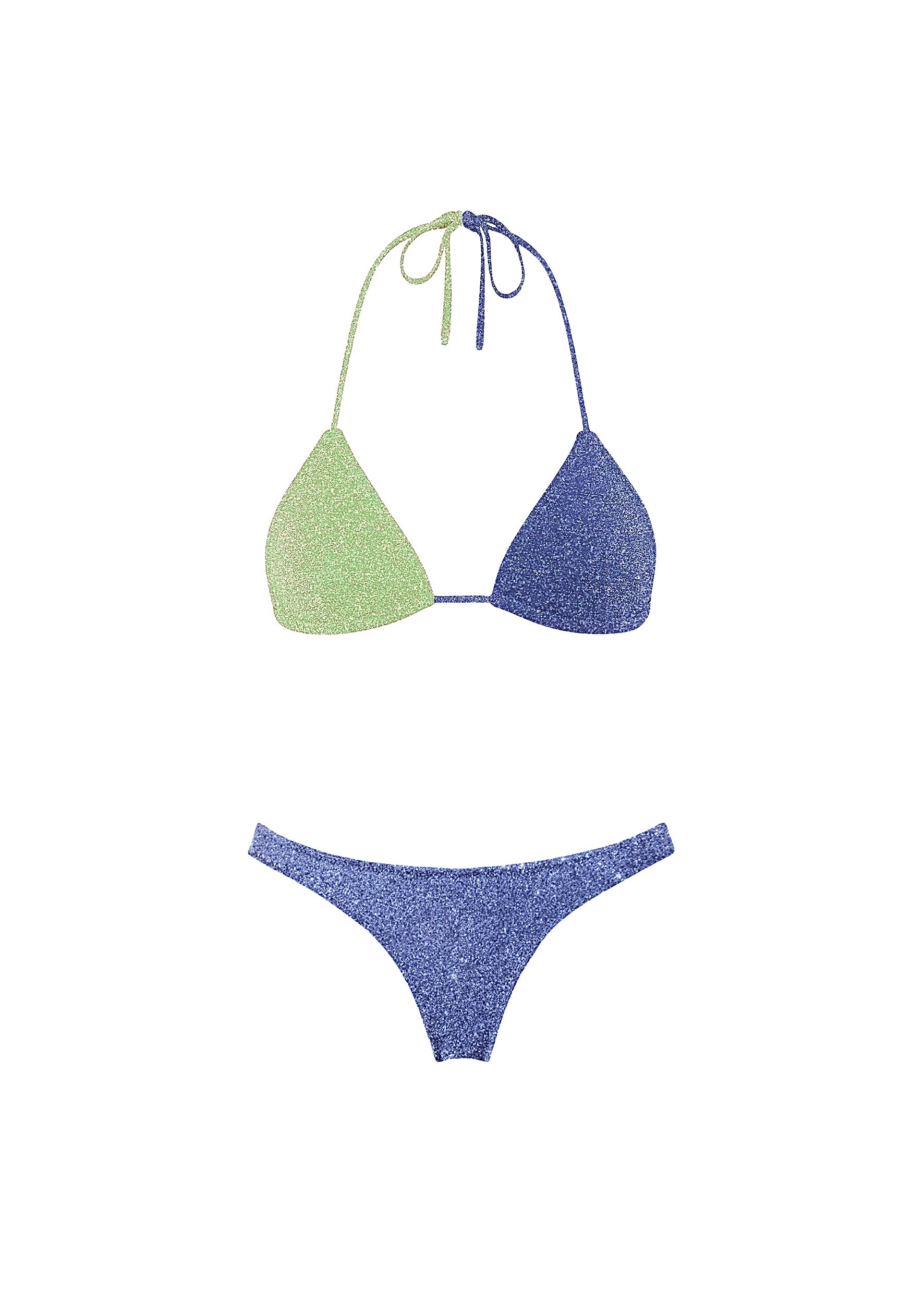 BAHARI / Shiny Bicolor Lime & Denim Blue
