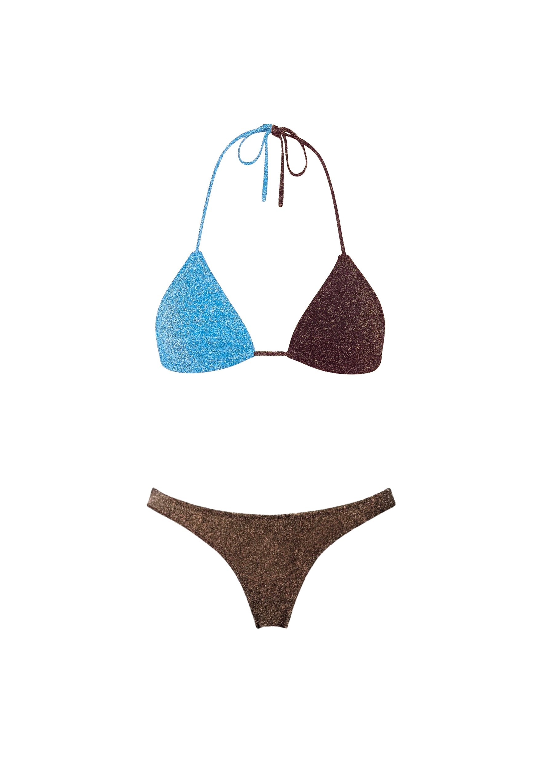 BAHARI / Shiny Bicolor Bright Blue & Mocha
